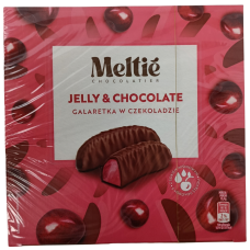 Фруктове желе в молочному шоколаді зі смаком вишні  Meltie 190g