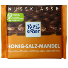 Шоколад Ritter Sport Honing-Salz-Mandel молочний з мигдалем та морською сіллю 100g