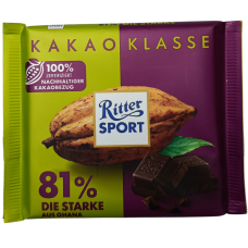 Шоколад 81% Kakao Klasse Ritter Sport 100g