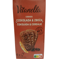 Багатозернове печиво з шоколадною крихтою Cookies Czekolada&Zboza Vitanella 6*50g