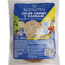 Хліб цільнозерновий без глютену та лактози з насінням Bezgluten Chleb ciemny z ziarnami 230g
