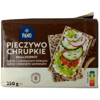 Хлібці житні з насінням льону Pieczywo chrupkie zytnie z lnianym Pano 250 g