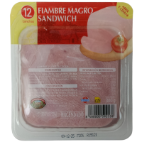 Слайси вареної шинки Sandwich 12 lonchas Flambre Magro Hacendado 300g