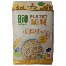 Вівсяні пластівці цільнозернови Platki Owsiane Gorskie Crownfield BIO organik 500g