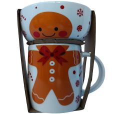 Набір новорічний керамічна чашка+піала Bowl&Cup