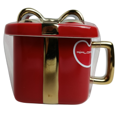 Керамічна чашка червона у вигляді подарунка