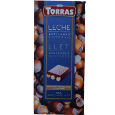 Молочний шоколад з цільним фундуком Puro Whole Hazelnuts Torras 150g