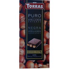 Чорний шоколад з цільним фундуком Puro Whole Hazelnuts Torras 150g