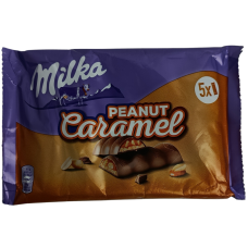 Батончики з арахісом та карамеллю в молочному шоколаді peanut caramel Milka 185g