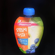 Дитяче фруктове пюре з яблука та лохини Plasmon Spremi e Gusta 100% Mela e Mirtillo від 6 місяців