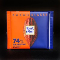 Шоколад Ritter Sport 74% чорний з какао-бобів з Перу 100 g