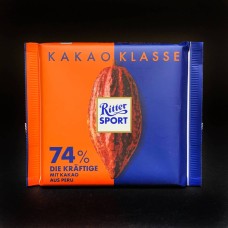 Шоколад Ritter Sport 74% чорний з какао-бобів з Перу 100 g